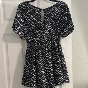 SHEIN Black and White Polka Dot Romper